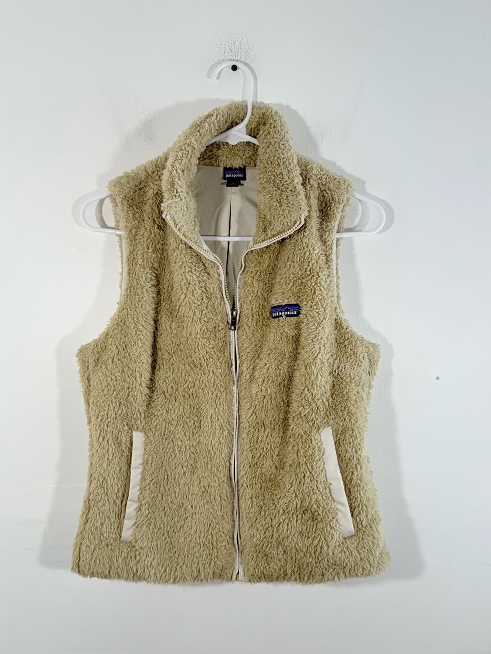 Patagonia Tan Los Gatos Fuzzy Teddy Full Zip Vest Small
